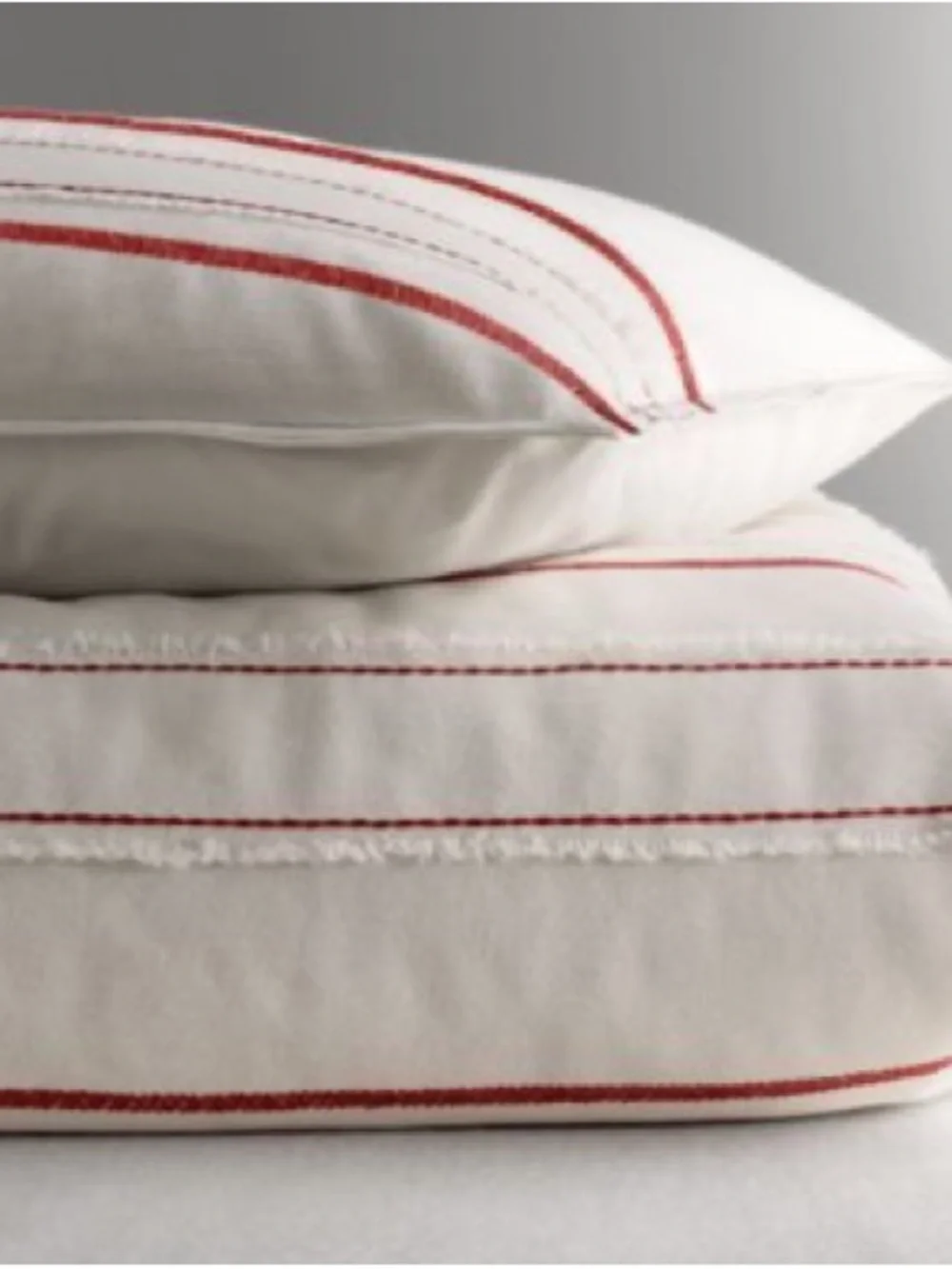 Restoration Hardware Cream with Red Stripe Trim twin size duvet cover and sham.
